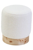 Cream Boucle Round Stool with Minimalist Profile