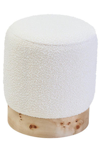 Cream Boucle Round Stool with Minimalist Profile