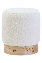 Cream Boucle Round Stool with Minimalist Profile