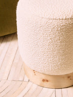Cream Boucle Round Stool with Minimalist Profile