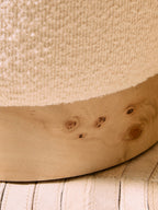 Cream Boucle Round Stool with Minimalist Profile