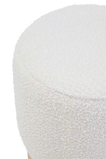 Cream Boucle Round Stool with Minimalist Profile