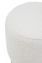 Cream Boucle Round Stool with Minimalist Profile