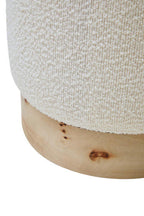Cream Boucle Round Stool with Minimalist Profile