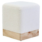 Cream Boucle Square Stool with Minimalist Profile