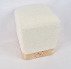 Cream Boucle Square Stool with Minimalist Profile
