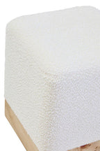 Cream Boucle Square Stool with Minimalist Profile