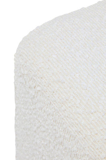 Cream Boucle Square Stool with Minimalist Profile
