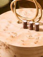 Natural Burl Wood Round Coffee Table