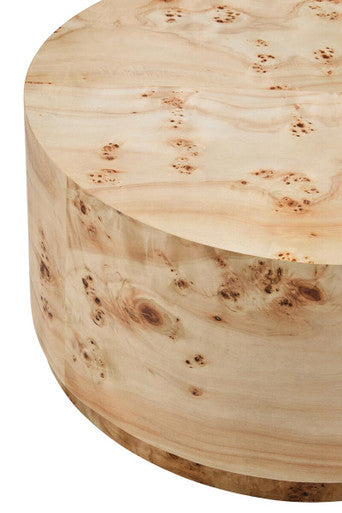 Natural Burl Wood Round Coffee Table