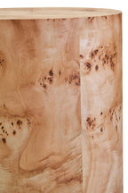Natural Burl Wood Round Side Table with Drum Shape Design