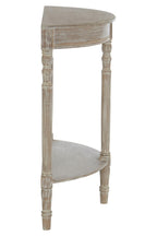 Natural Wash Wooden Half Moon Console Table with Lower Shelf