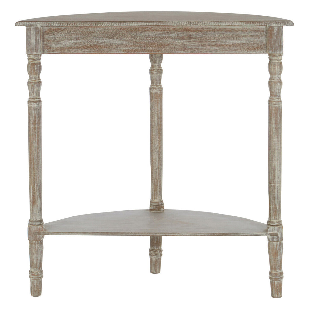 Natural Wash Wooden Half Moon Console Table with Lower Shelf
