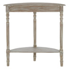 Natural Wash Wooden Half Moon Console Table with Lower Shelf