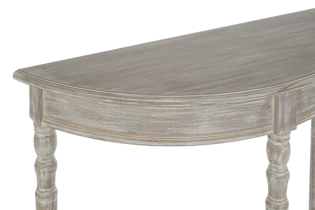 Natural Wash Wooden Half Moon Console Table with Lower Shelf