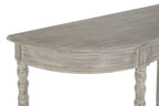 Natural Wash Wooden Half Moon Console Table with Lower Shelf