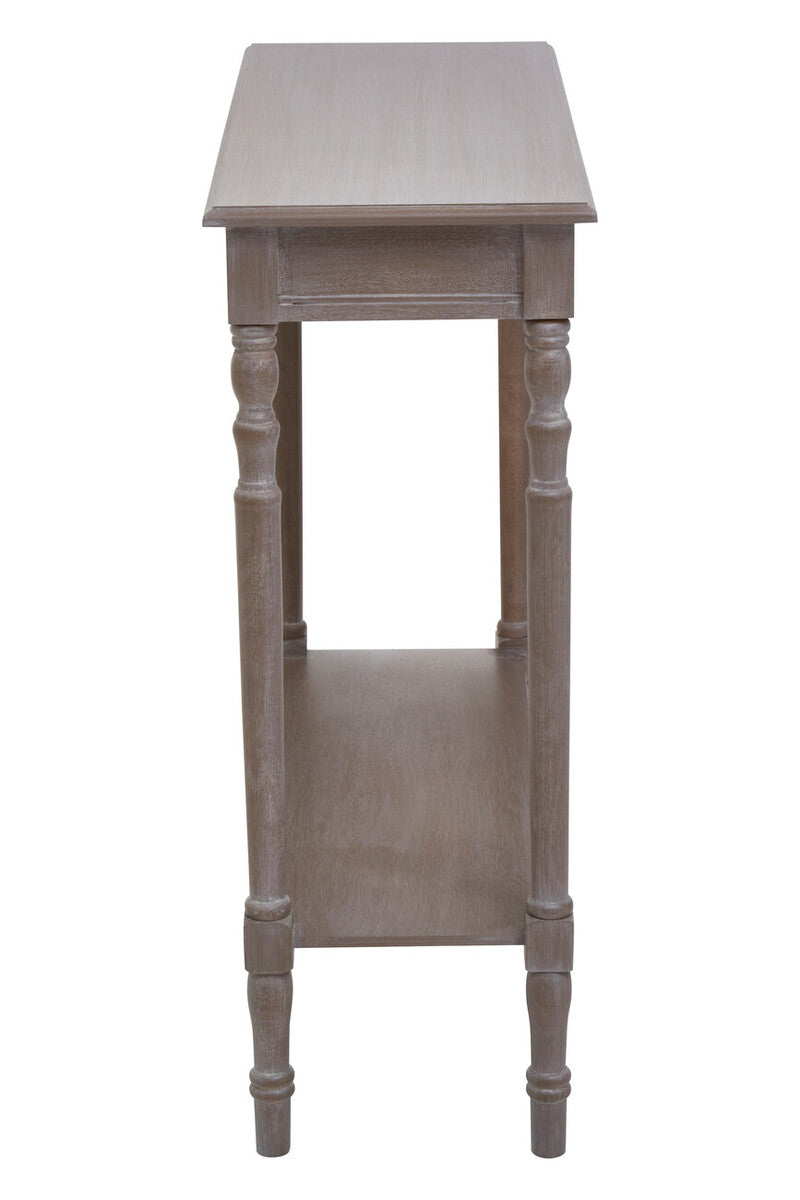 Natural Wash Wooden Console Table with Lower Shelf