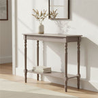 Natural Wash Wooden Console Table with Lower Shelf