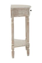 Grey Half Moon Wooden Console Table with 1 Drawer and 1 Lower Open Storage Shelf
