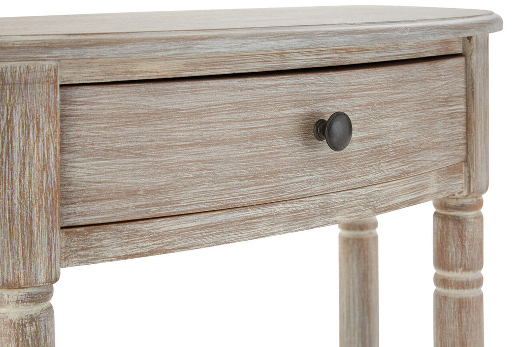 Grey Half Moon Wooden Console Table with 1 Drawer and 1 Lower Open Storage Shelf
