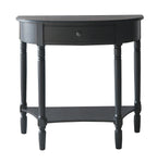Black Wooden Half Moon 1 Drawer Console Table with Lower Shelf