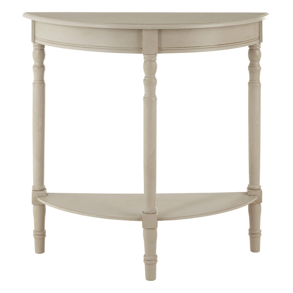 Grey Putty Wooden Half Moon Console Table