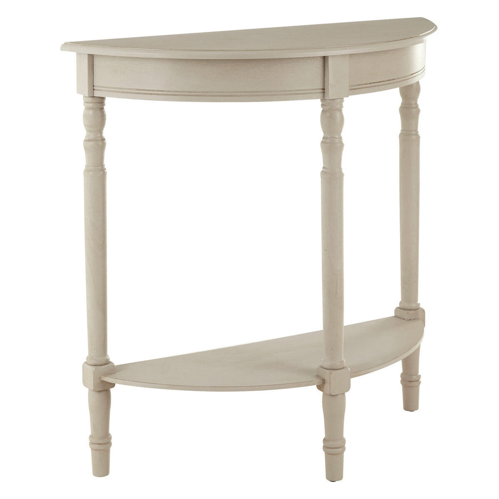 Grey Putty Wooden Half Moon Console Table
