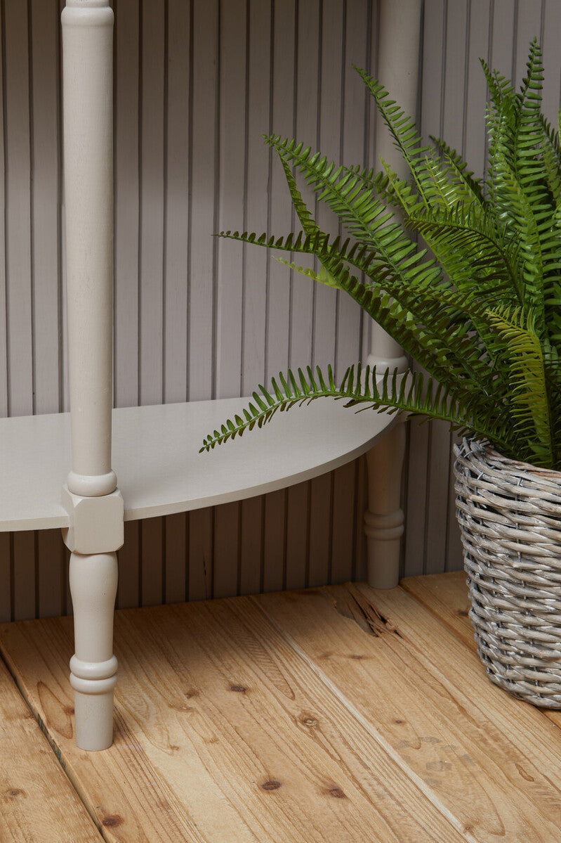 Grey Putty Wooden Half Moon Console Table