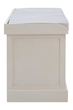 White Wooden and Rattan 3 Drawer Storage Bench with Cushion
