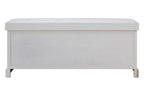 White Wooden and Rattan 3 Drawer Storage Bench with Cushion