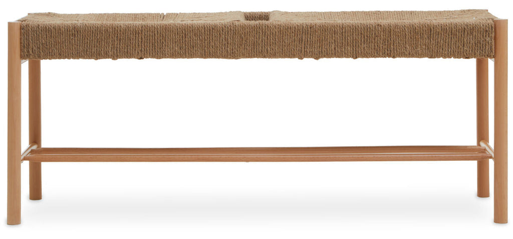 Natural Rope Woven Large Bench with Wooden Legs
