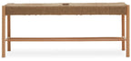 Natural Rope Woven Large Bench with Wooden Legs