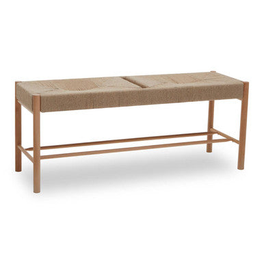 Natural Rope Woven Large Bench with Wooden Legs