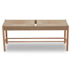 Natural Rope Woven Large Bench with Wooden Legs