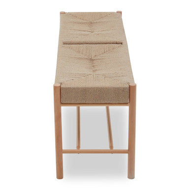 Natural Rope Woven Large Bench with Wooden Legs