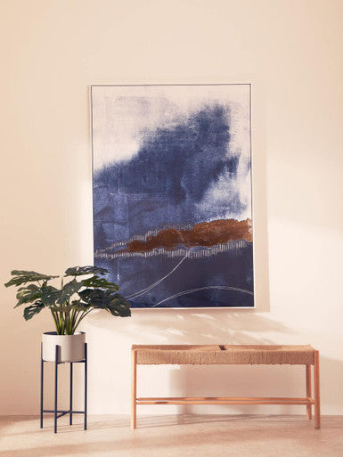 Natural Rope Woven Large Bench with Wooden Legs