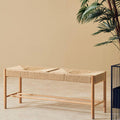 Natural Rope Woven Large Bench with Wooden Legs