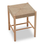 Natural Rope Woven Stool with Wooden Legs