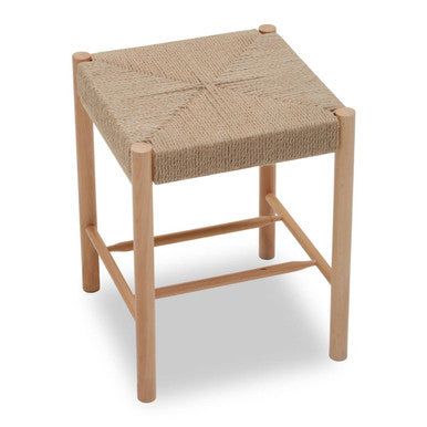 Natural Rope Woven Stool with Wooden Legs