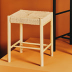 Natural Rope Woven Stool with Wooden Legs