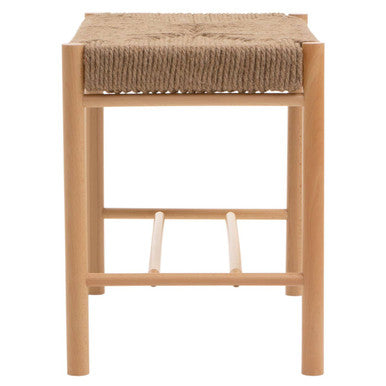 Natural Rope Woven Small Bench with Wooden Legs