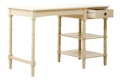 Ivory Desk with Drawer and Shelves