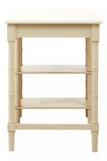 Ivory Desk with Drawer and Shelves