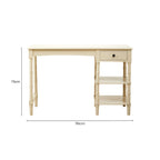 Ivory Desk with Drawer and Shelves