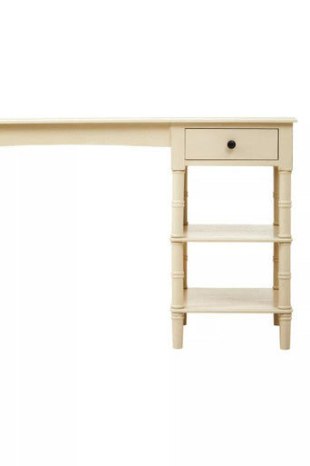 Ivory Desk with Drawer and Shelves