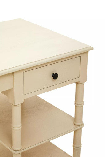 Ivory Desk with Drawer and Shelves