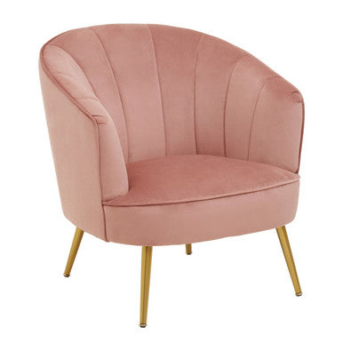 Pink Velvet Chair with Curved Back
