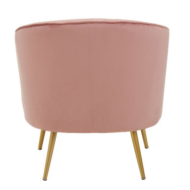 Pink Velvet Chair with Curved Back
