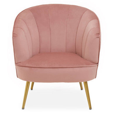 Pink Velvet Chair with Curved Back
