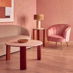 Pink Velvet Chair with Curved Back